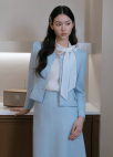 [Exclusive]메탈 버튼 트위드 크롭 자켓_SKY BLUE_8