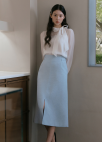 [Exclusive]트위드 셋업 롱 스커트_SKY BLUE_5