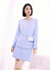 라운드넥 트위드 자켓_SKY BLUE_7