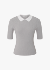 배색 카라 하프슬리브 니트_GREY_10