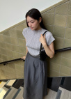플리츠 모크넥 티셔츠_GREY_10