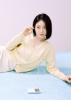 브이넥 울 블랜드 가디건_LIGHT YELLOW_4