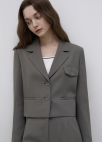 투버튼 테일러드 크롭 자켓_GREY_5