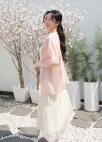 [Exclusive] 스트라이프 텍스쳐 루즈핏 셔츠 블라우스_PINK_13