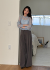 [Exclusive]벨티드 와이드 슬랙스_DARK GREY_4