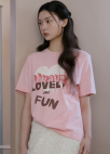 [Exclusive]하트 그래픽 레터링 프린트 티셔츠_PINK_5