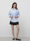 [Exclusive]배색 카라 스트라이프 스트링 셔츠_BLUE_5
