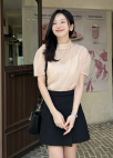 [Exclusive]하프 슬리브 시어 블라우스_LIGHT PINK_16