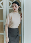 [Exclusive]하프 슬리브 시어 블라우스_LIGHT PINK_6