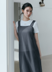 [Exclusive]스퀘어넥 슬리브리스 레이어드 원피스_DARK GREY_6