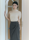 [Exclusive]랩 디테일 미디 스커트_DARK GREY_13