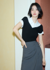 [Exclusive]랩 디테일 미디 스커트_DARK GREY_8