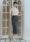 [Exclusive]랩 디테일 미디 스커트_DARK GREY_10