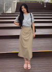[Exclusive]랩 디테일 미디 스커트_BEIGE_7