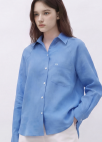 백 슬릿 라글란 린넨100 셔츠_BLUE_5