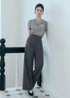 [Exclusive]드레이프 카울넥 블라우스_DARK GREY_9