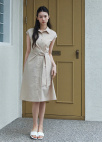 [Exclusive]사이드 매듭 셔츠 원피스_BEIGE_8