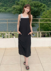 칼라 스티치 슬리브리스 롱 드레스_BLACK_10