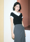 [Exclusive] 레이어드 카라 셔츠 니트탑_BLACK_5
