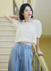 턱 와이드 데님 밴딩 팬츠_BLUE_8