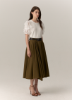 가죽 벨티드 플레어 스커트_OLIVE_10