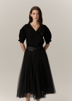 셔링 볼륨 A라인 스커트_BLACK_4