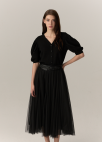 셔링 볼륨 A라인 스커트_BLACK_5
