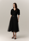 셔링 볼륨 A라인 스커트_BLACK_6