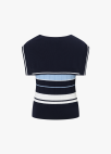 칼라 블록 니트 탑 & 케이프_NAVY_6