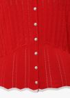 칼라 라인 브이넥 하프 슬리브 가디건_RED_14