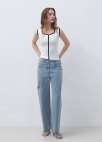 절개 포인트 와이드 데님 팬츠_BLUE_15