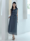 [Exclusive]카울넥 슬리브리스 블라우스_DARK GREY_8