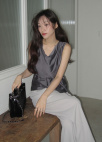 [Exclusive]카울넥 슬리브리스 블라우스_DARK GREY_15