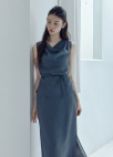 [Exclusive]카울넥 슬리브리스 블라우스_DARK GREY_7