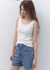 로고 장식 데님 쇼츠_BLUE_5