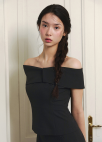 [Exclusive]오프숄더 셋업 블라우스_BLACK_11