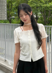 스퀘어넥 하프 슬리브 블라우스_IVORY_15
