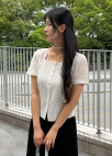 스퀘어넥 하프 슬리브 블라우스_IVORY_16