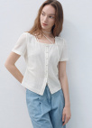 스퀘어넥 하프 슬리브 블라우스_IVORY_6