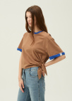 언밸런스 배색 포인트 티셔츠_BROWN_5