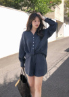 [시즌오프][EXCLUSIVE] 트위스트 린넨 셔츠 셋업_NAVY_6