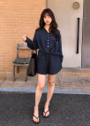 [시즌오프][EXCLUSIVE] 트위스트 린넨 셔츠 셋업_NAVY_4