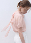[반팔버전]롤 카라 리본 블라우스_LIGHT PINK_7