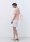 [반팔버전]롤 카라 리본 블라우스_LIGHT PINK_8