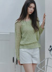 [Exclusive]오픈 니트 라운드넥 풀오버_LIGHT GREEN_4