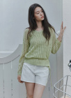 [Exclusive]오픈 니트 라운드넥 풀오버_LIGHT GREEN_5