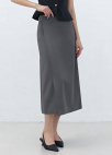 [Exclusive]세미 A라인 랩 스커트_DARK GREY_8