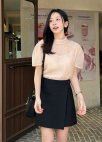 [Exclusive]하프 슬리브 시어 블라우스_LIGHT PINK_14