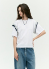 [시즌오프]소매 배색 디테일 티셔츠_WHITE_5