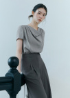 [Exclusive]드레이프 카울넥 블라우스_DARK GREY_5